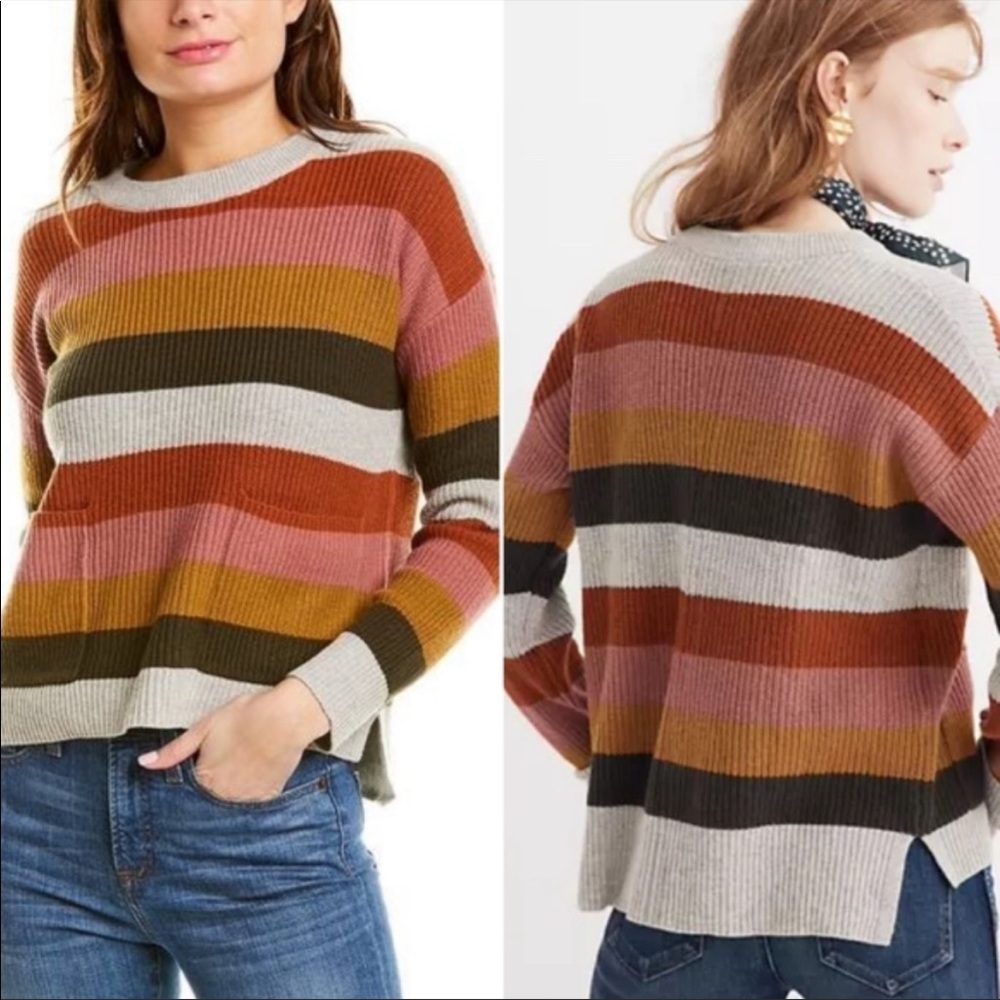 Madewell Patch Pocket Striped Knit Sweater Size XL